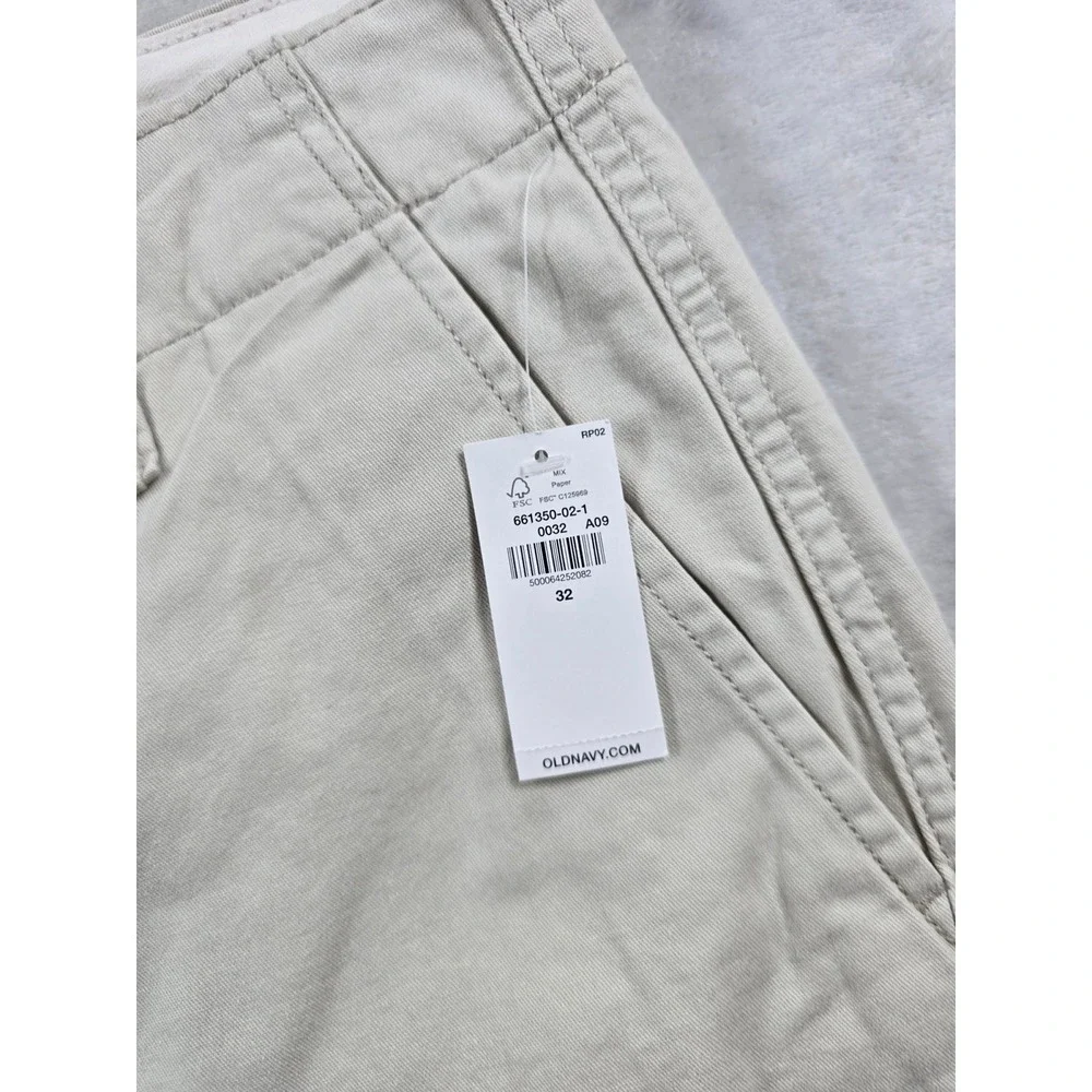 Old Navy Chino Shorts Mens 32 Khaki Beige 100% Cotton Lived-In Straight NEW